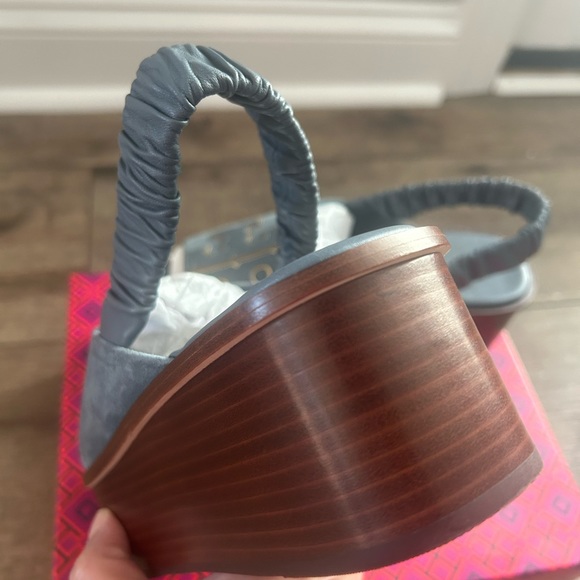 NIB Tory Burch Ines Light Blue Slingback Flatform Sandal Size 8.5 - Picture 5 of 5